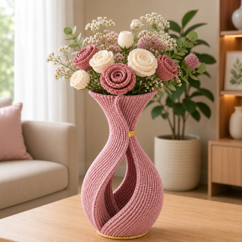 Blush Bloom Crochet Vase Pattern (PDF)