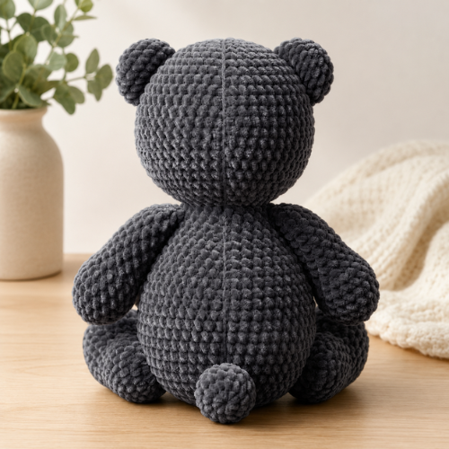 Crochet Charcoal Gray Teddy Bear Pattern PDF | Cute Amigurumi Plush Bear Crochet Pattern
