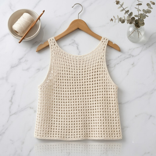 Crochet V- Nech Granny Mesh Tank Top Pattern (PDF)