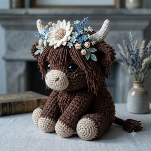 Highland Cow Crochet Pattern PDF | Cute Amigurumi Cow Plush Toy| Easy Digital Download