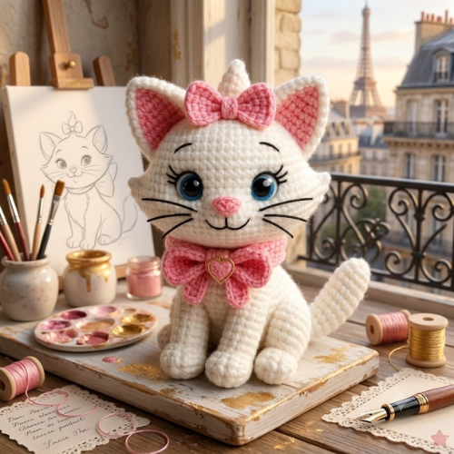 Pink Bow Crochet Kitten Pattern (PDF)