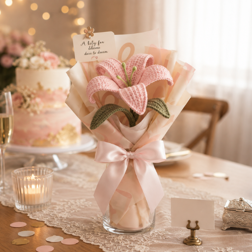 Pink Lily Crochet Bouquet Pattern (PDF)