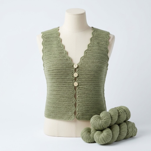 Sage Button Front Crochet Tank Top Pattern (PDF)