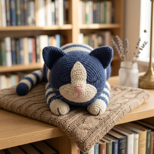 Sleeping Plush Crochet Cat Pattern (PDF)