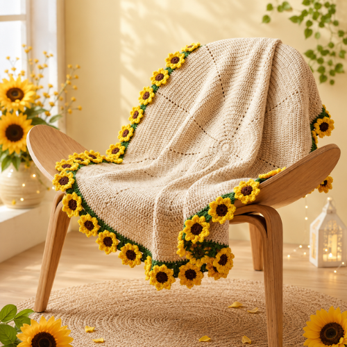 2-in-1 Crochet Sunflower Blanket & Bouquet Pattern (PDF)