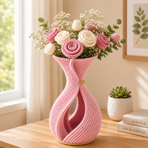 Blush Bloom Crochet Vase Pattern (PDF)