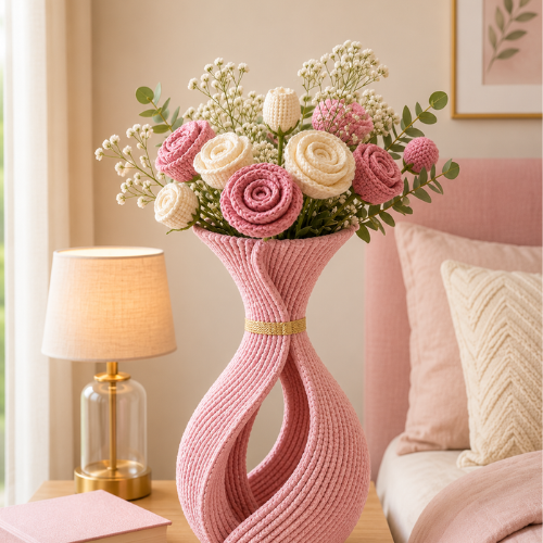 Blush Bloom Crochet Vase Pattern (PDF)