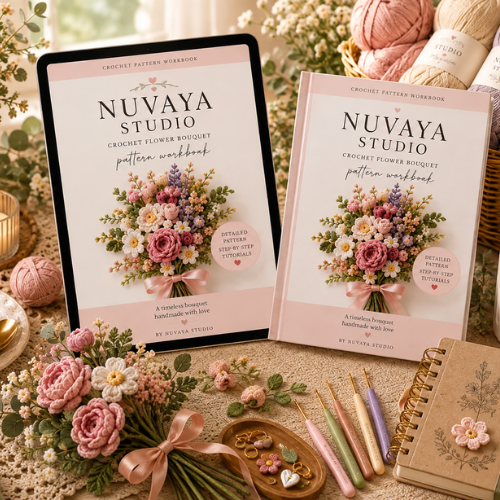Blush & Cream Garden Crochet Bouquet Pattern (PDF)