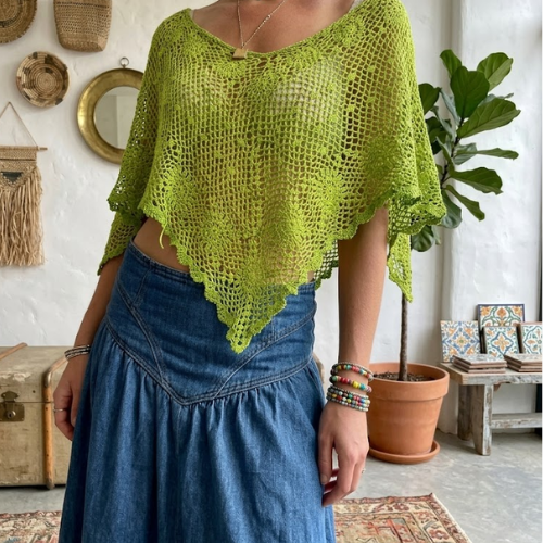 Boho Crochet Mesh Poncho Pattern (PDF)
