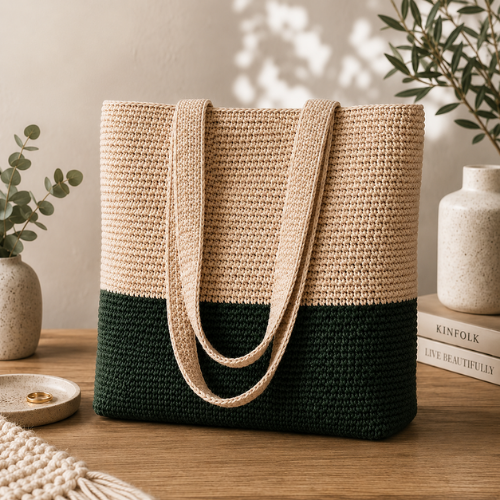 Color Block Crochet Tote Bag Patterns For Beginners (PDF)