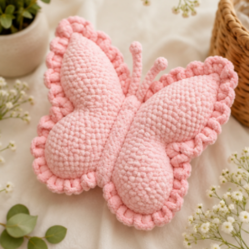 Crochet Butterfly Pillow Pattern (PDF) | Plush Amigurumi Cushion