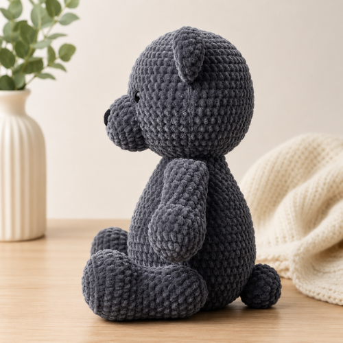 Crochet Charcoal Gray Teddy Bear Pattern PDF | Cute Amigurumi Plush Bear Crochet Pattern