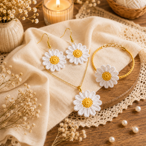 Crochet Daisy Sunflower Jewelry Pattern (PDF)