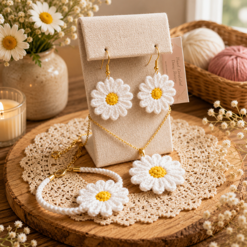 Crochet Daisy Sunflower Jewelry Pattern (PDF)