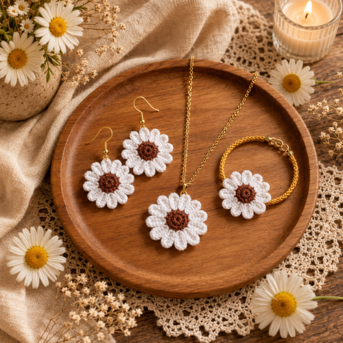 Crochet Daisy Sunflower Jewelry Pattern (PDF)