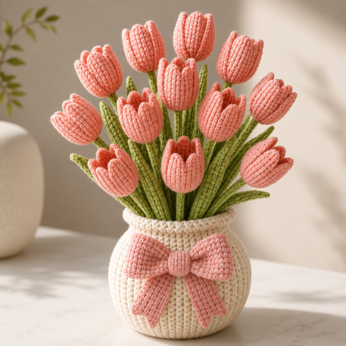Pink Flower Bouquet Crochet Pattern (PDF)