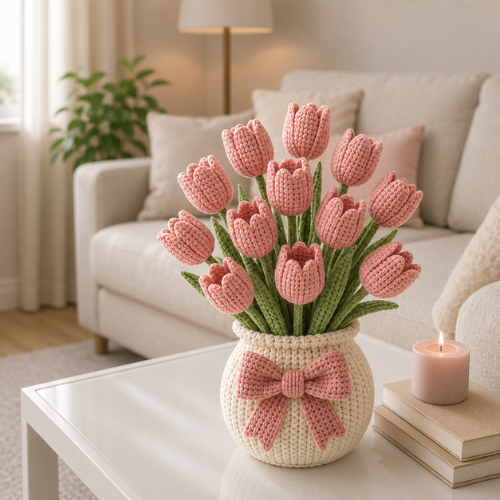 Pink Flower Bouquet Crochet Pattern (PDF)