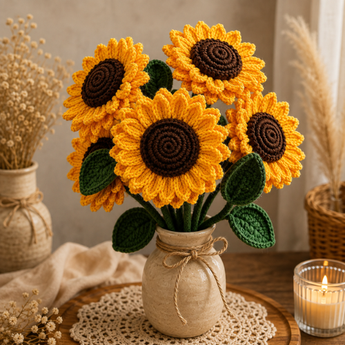 Crochet Sunflower Bouquet Pattern (PDF)