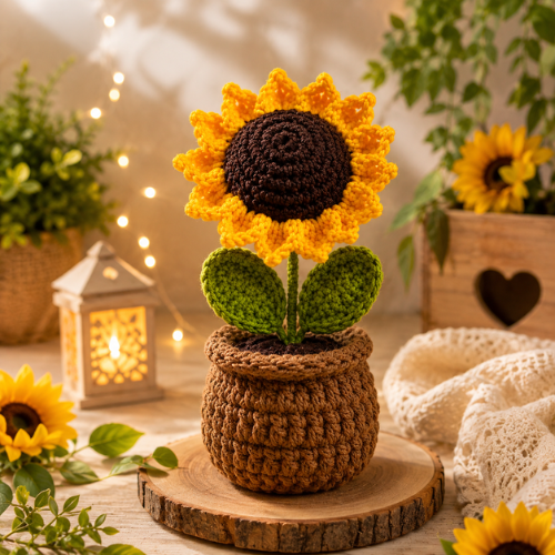 Crochet Sunflower Plant Pot Pattern (PDF)