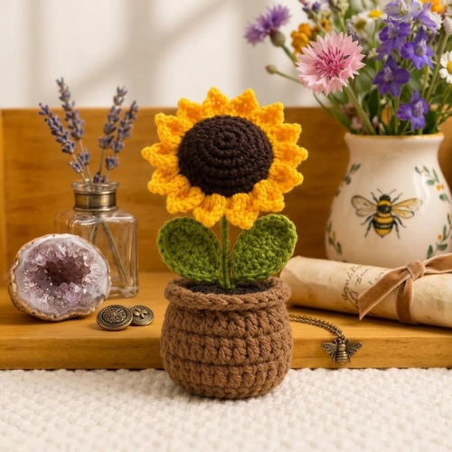 Crochet Sunflower Plant Pot Pattern (PDF)
