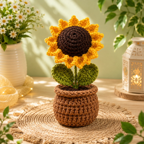 Crochet Sunflower Plant Pot Pattern (PDF)