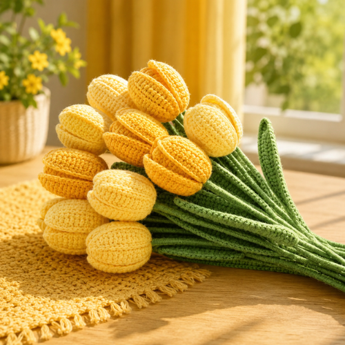 Crochet Yellow Flower Bouquet Pattern (PDF)