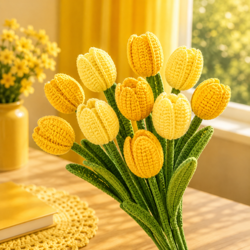 Crochet Yellow Flower Bouquet Pattern (PDF)