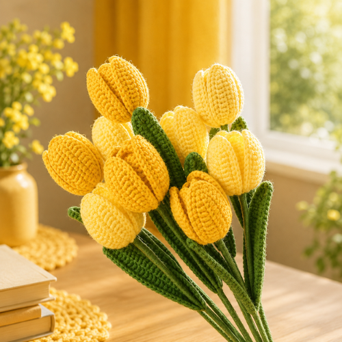 Crochet Yellow Flower Bouquet Pattern (PDF)
