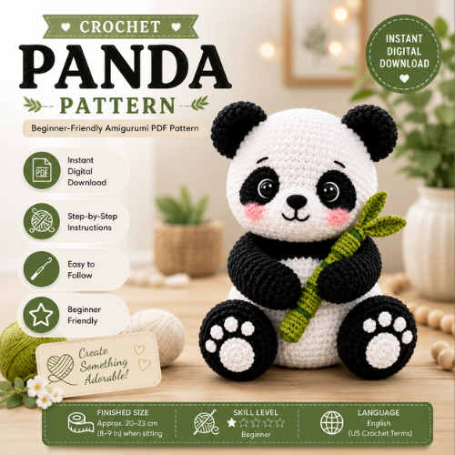 Crochet Cute Panda Pattern (PDF) | Plush Amigurumi Pattern