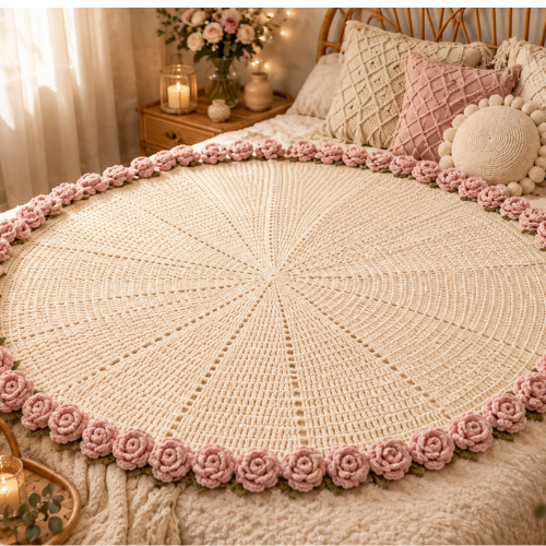 Dusty Rose Crochet Bedspread Pattern (PDF)