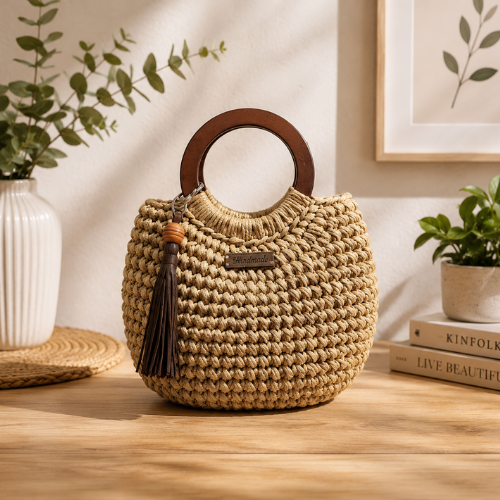 Wooden Handle Crochet Handbag Pattern (PDF)