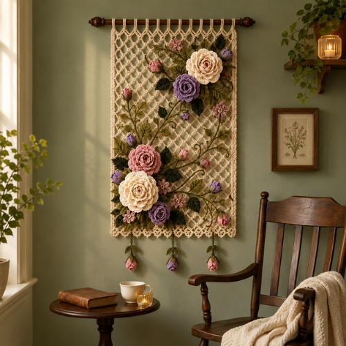 Elegant Rose Wall Hanging Crochet Pattern PDF