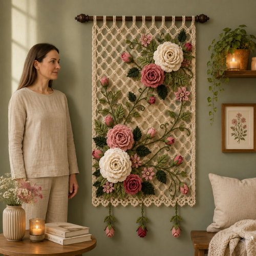 Elegant Rose Wall Hanging Crochet Pattern PDF
