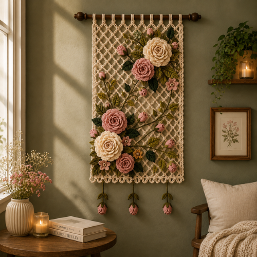 Elegant Rose Wall Hanging Crochet Pattern PDF
