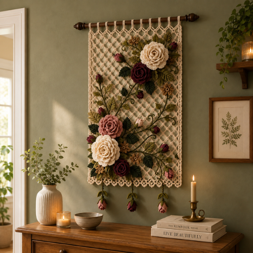 Elegant Rose Wall Hanging Crochet Pattern PDF