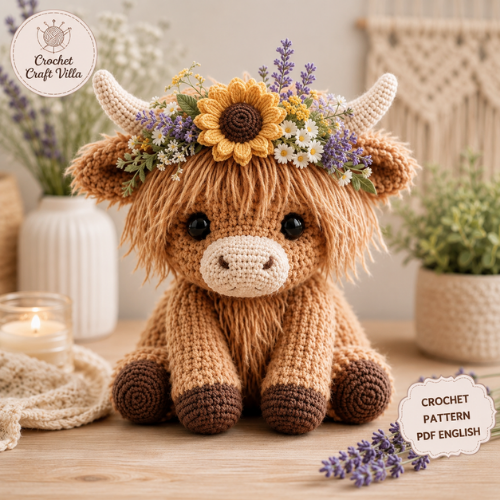 Highland Cow Crochet Pattern PDF | Cute Amigurumi Cow Plush Toy| Easy Digital Download