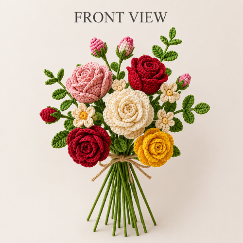 Multicolor Rose Crochet Bouquet Pattern (PDF)