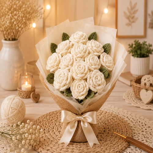 Off-White Rose Bouquet Crochet Pattern (PDF)