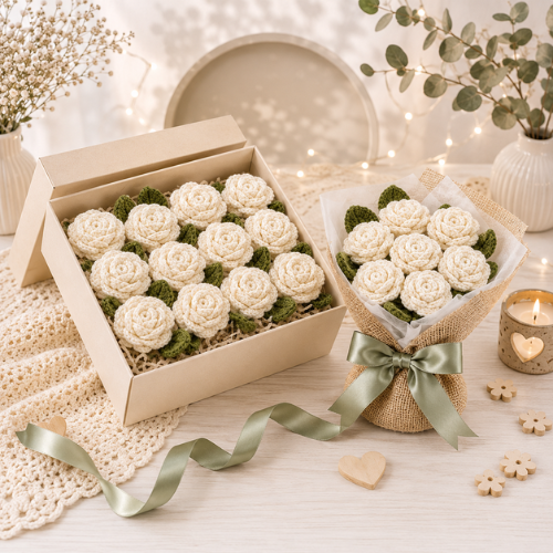 Off-White Rose Bouquet Crochet Pattern (PDF)