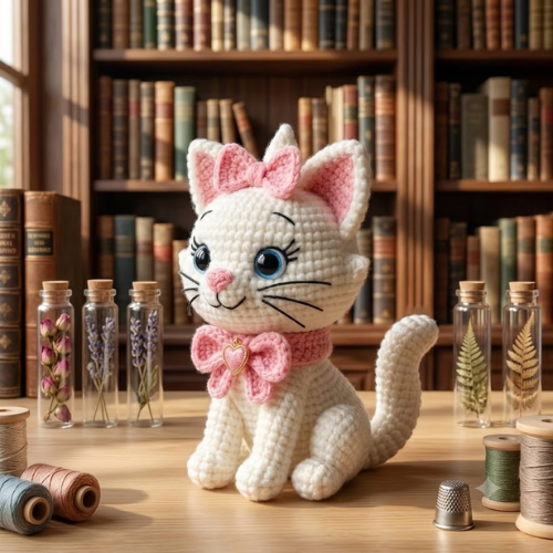Pink Bow Crochet Kitten Pattern (PDF)