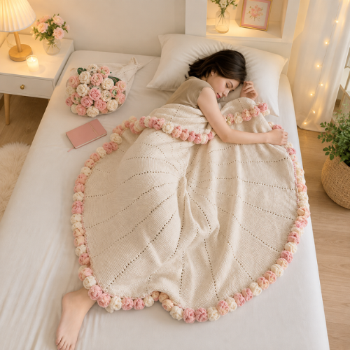 Pink & Cream Rose Crochet Blanket Pattern (PDF)