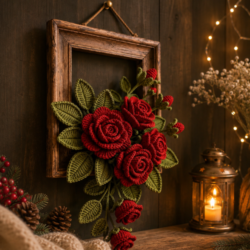 Rustic Rose Wall Hanging Crochet Pattern (PDF)