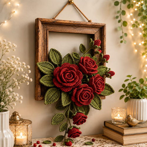 Rustic Rose Wall Hanging Crochet Pattern (PDF)