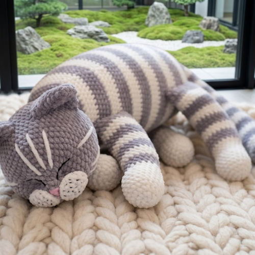 Sleeping Plush Cat Crochet Pattern (PDF) | Plush Kitty Amigurumi