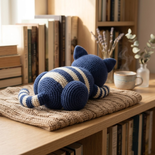 Sleeping Plush Crochet Cat Pattern (PDF)