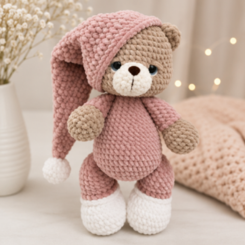 Sleepy Teddy Bear Crochet Pattern PDF | Easy Amigurumi Plush Toy Pattern