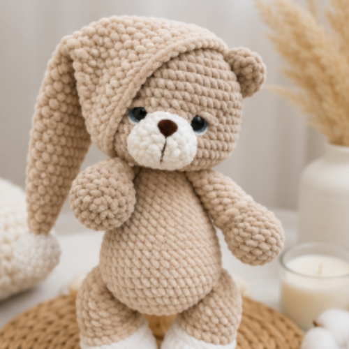 Sleepy Teddy Bear Crochet Pattern PDF | Easy Amigurumi Plush Toy Pattern