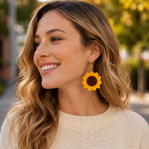 Sunflower Crochet Earrings Pattern (PDF)