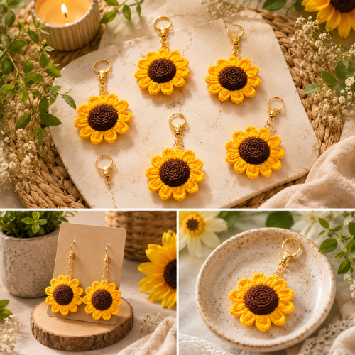 Sunflower Crochet Earrings Pattern (PDF)