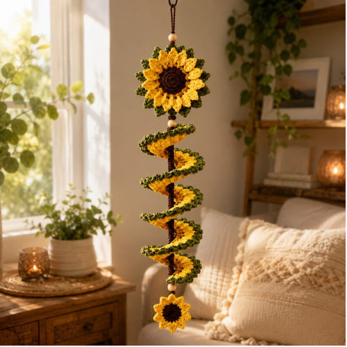 Sunflower Crochet Hanging Decor Pattern (PDF)